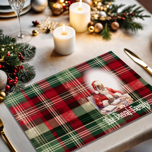 Personalized Holiday "Christmas Plaid" placemats