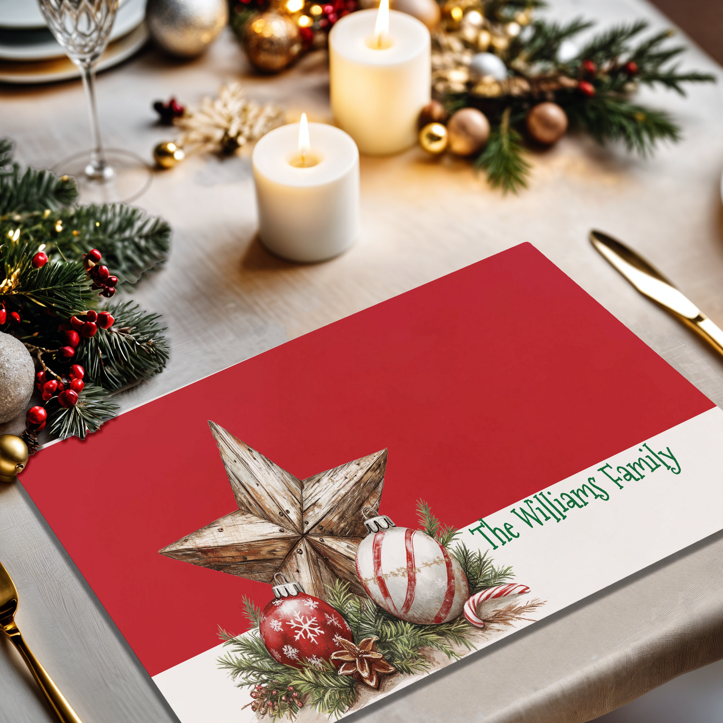 Personalized "Christmas Star" placemats.